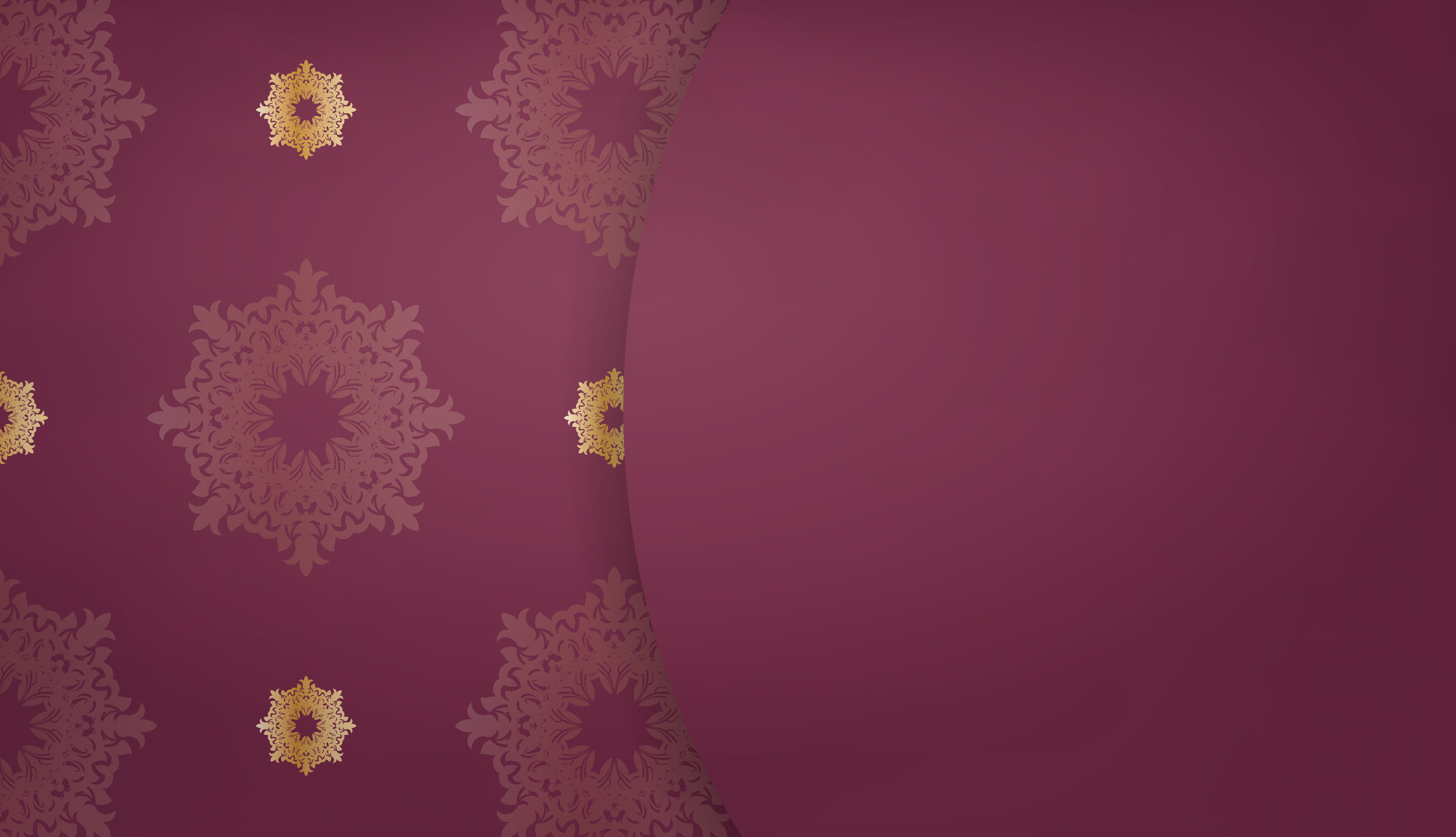 Burgundy Background with Vintage Gold Ornaments and Place for Logo or Text