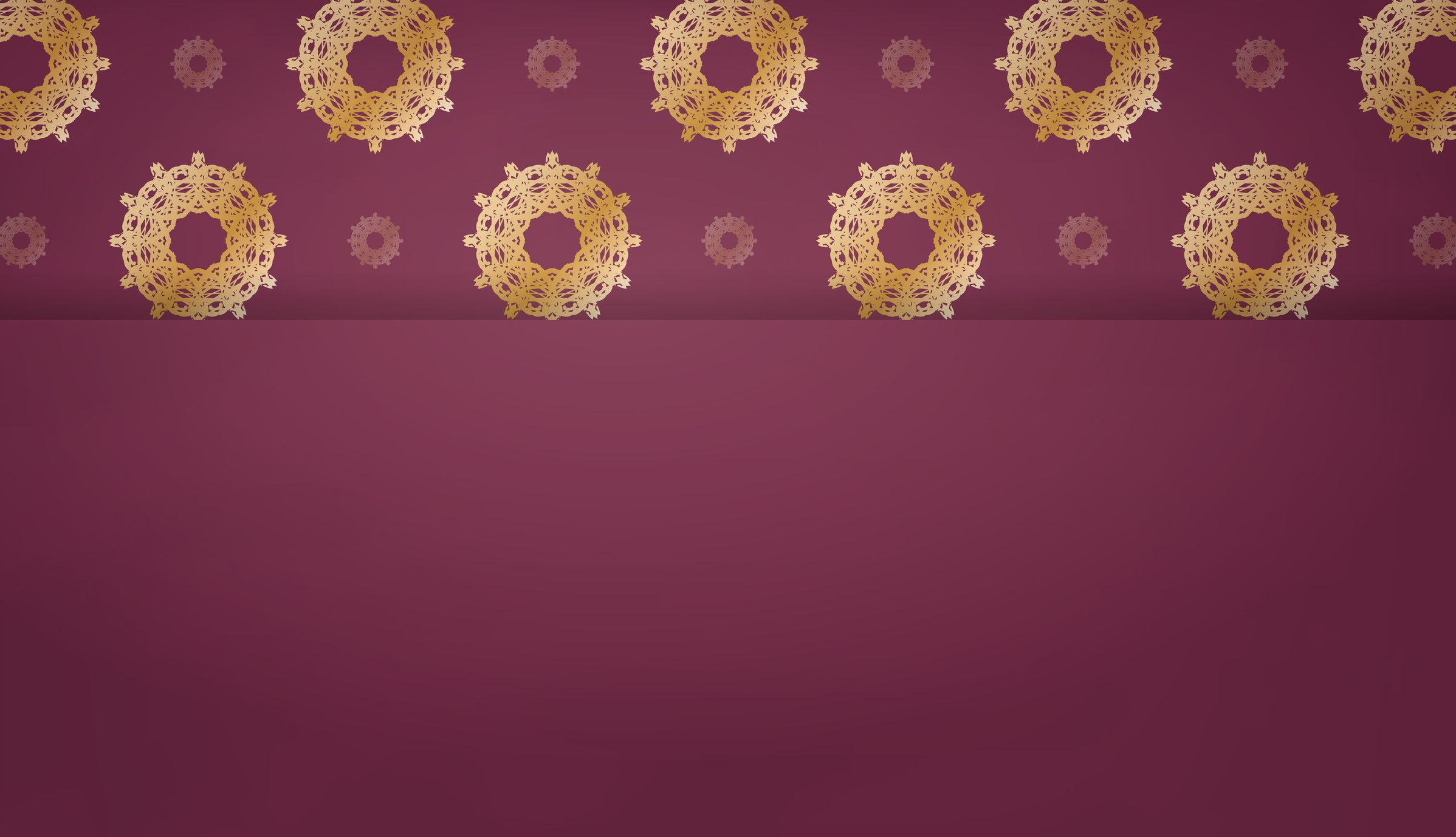 Burgundy Background with Mandala Gold Ornament for Logo Design